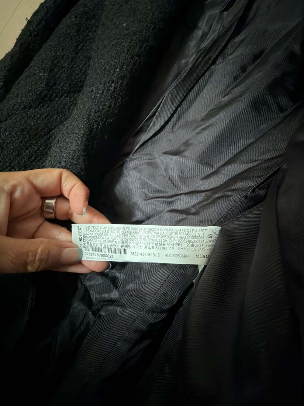 Zara Black Textured Double-Breasted Blazer Jacket Size S Ref 7822/457 - Picture 3 of 4